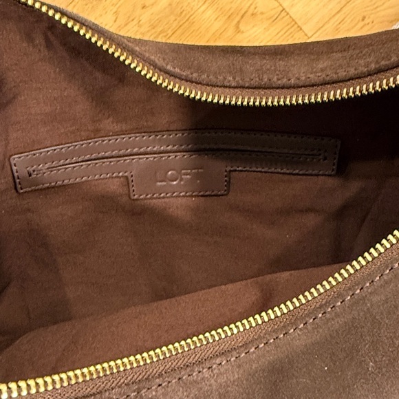 LOFT Chocolate Brown Suede Hobo Bag - Picture 3 of 5